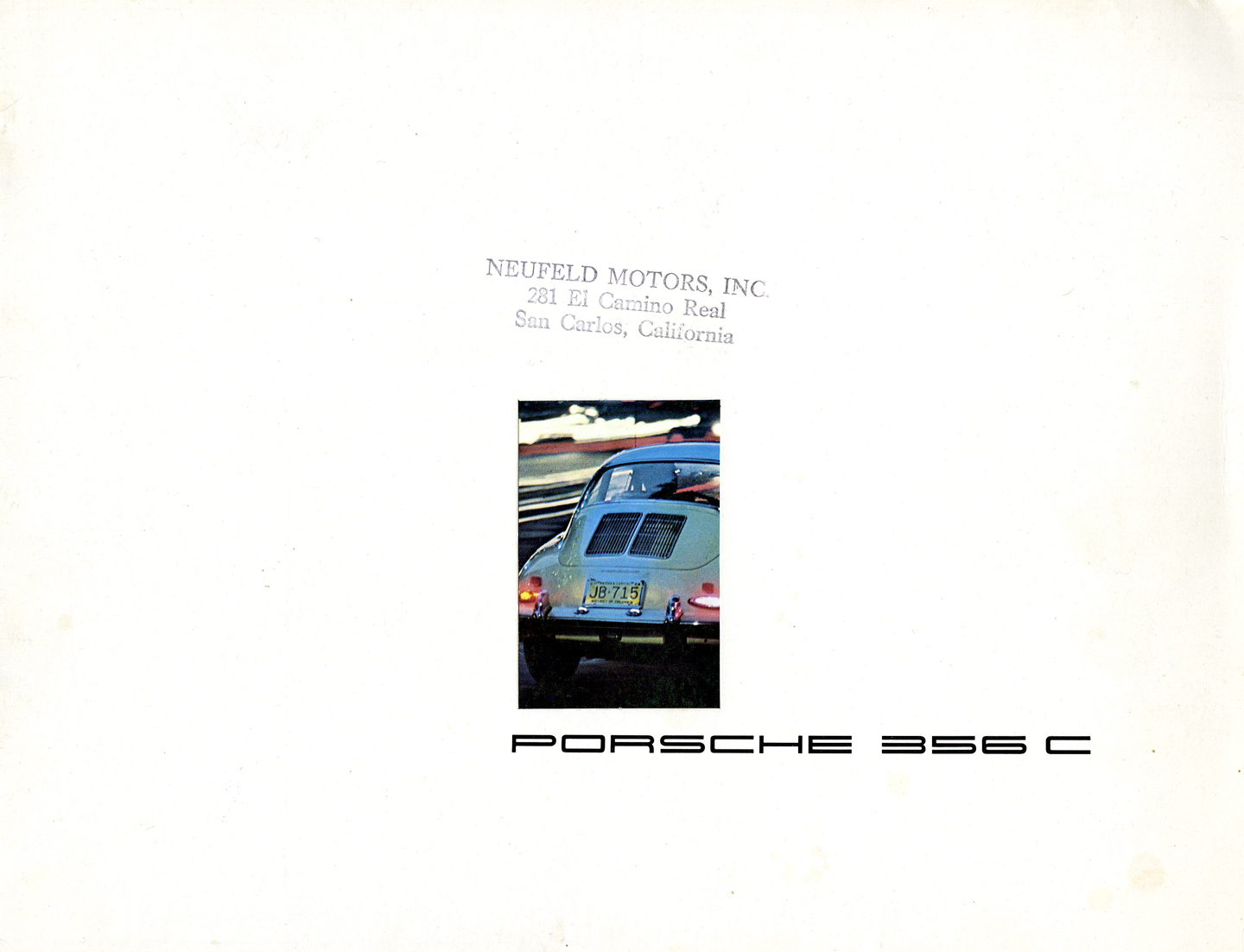 Porsche 356 C Brochure Page 1